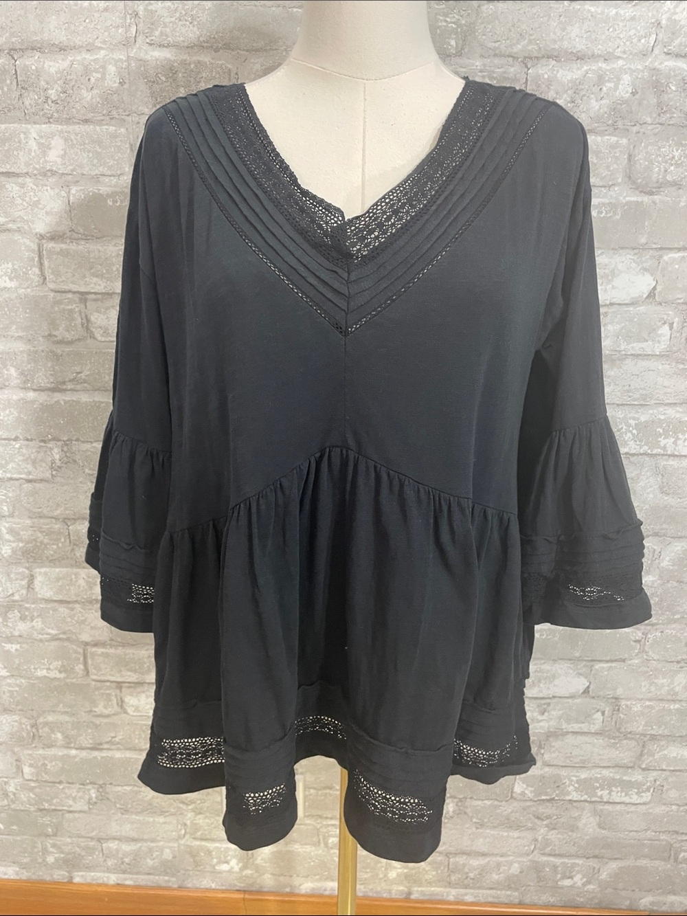 Anthropologie black Siobhan Babydoll Top